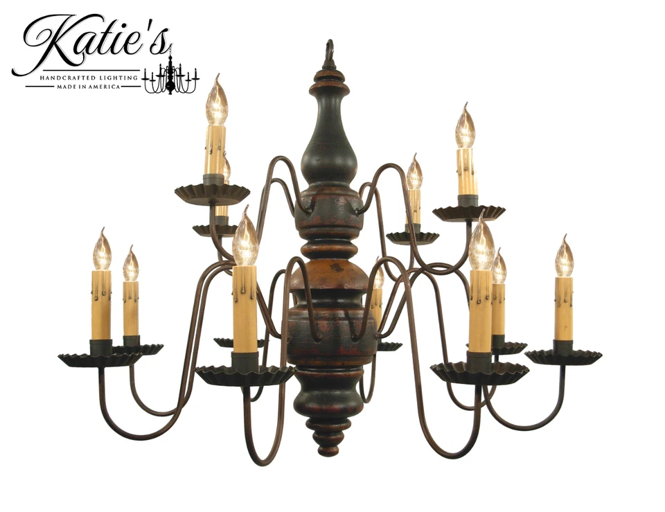 Charleston Wooden Chandelier by Katie's - Colonial Primitive Country - NEW! - Image 1 of 3