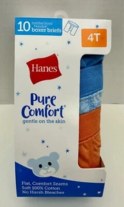 Hanes Boxer Briefs 10-Pack Toddler Boys Pure Comfort Cotton Soft 4T Tagless - Picture 1 of 3