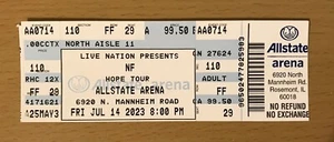 2023 NF HOPE TOUR CHICAGO CONCERT TICKET STUB THE SEARCH LET YOU DOWN MANSION - Picture 1 of 2
