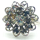 SARAH COVENTRY Filigree Flower Ring Rhinestone Accents Adjustable Nature Garden