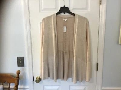 NWT Maurices’ Beige Open Cardigan W/ Lace Detail On Back - Size 1X - Image 1 of 3