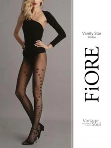 FIORE  VANITY STAR 20 DEN TIGHTS PANTYHOSE 3 SIZES BLACK,SILVER - Picture 1 of 8