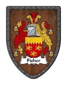 Fisher Family Crest Stemma Personalizzato, Scudo da Parete Appeso SH503P-DG-HG - Foto 1 di 3