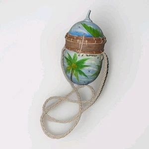 Vintage Hand Carved Hard Shell Coconut Crossbody Boho Style Purse Jamaica 7"h - Picture 1 of 7