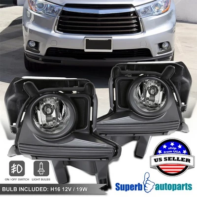 Fits 2015-2016 Toyota 15-16 Highlander Front Bumper Fog Lights w/ Bulbs Switch — 第 1/4 张图片