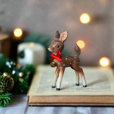 Estatuilla retro de ciervo marrón de 5" Ragon House de Navidad primitiva Foto 1 de 4