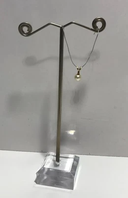 14k Yellow Gold Pearl & Diamond Drop Pendant Charm 5.75mm - Image 1 of 4