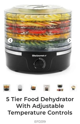 Deshidratador de alimentos Elite Gourmet EFD-319 5 bandejas apilables temperatura ajustable Foto 1 de 4