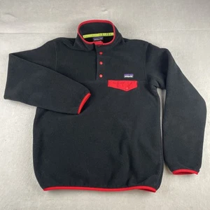 Payagonia Women’s Lightweight Synchilla Snap-T Fleece Pullover Medium Black Red - Picture 1 of 11