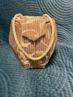 Vintage Evening Purse - Gold Embroidered Fabric Sextagon Shape - Fancy - Image 1 of 4