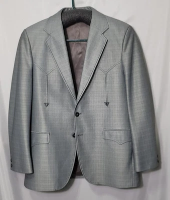 Circle S 男式 42R 西部灰色 2 纽扣西装运动夹克美国制造 — 第 1/4 张图片