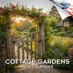 COTTAGE GARDENS Wall Calendar 2026 Gardening Lover Gift Flowers - Picture 1 of 2