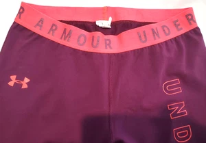 Under Armour Women's S Purple with Orange Trim Ankle Leggings Pullon Spellout - Picture 1 of 6