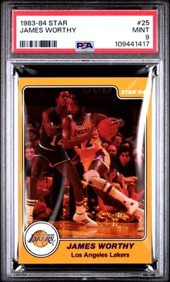 1983-84 Star #25 James Worthy PSA 9 Los Angeles Lakers - Image 1 of 2