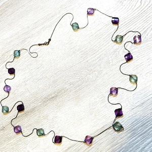 Elegant Purple and Green Beaded Long Necklace Fashion Jewelry - Picture 1 of 4
