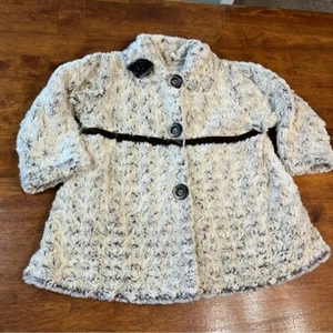 Vintage Corky and Company cream brown fuzzy fleece lined coat size 5 - Picture 1 of 9
