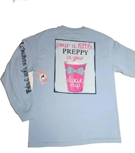 Southern Girl Prep NWT T-Shirt-Women’s Sz M, Long Sleeve, Dixie Cup. Blue - Picture 1 of 9