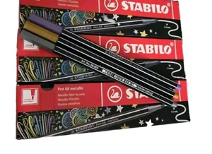 STABILO Pen 68 Felt Tip Fineliner Pens Metallic Colors Silver Gold Purpl - Picture 1 of 1