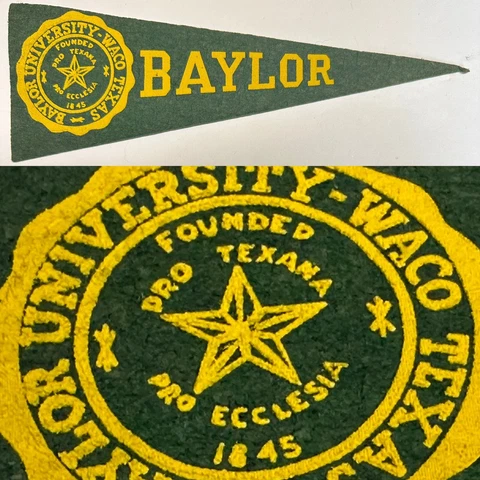 1950’s Texas Baylor Bears Waco University MINI Pennant 3.5x9.5 inches Football Cover