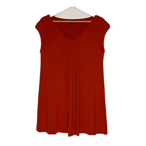 Eileen Fisher Rayon Lycra Short Shift Jersey Knit Dress Size Small Red Orange - Picture 1 of 7