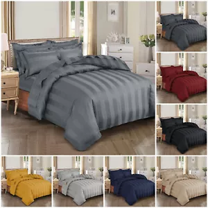 Luxury Duvet Cover Satin Stripe Quilt Covers Bedding Set Single Double King Size - Picture 1 of 44