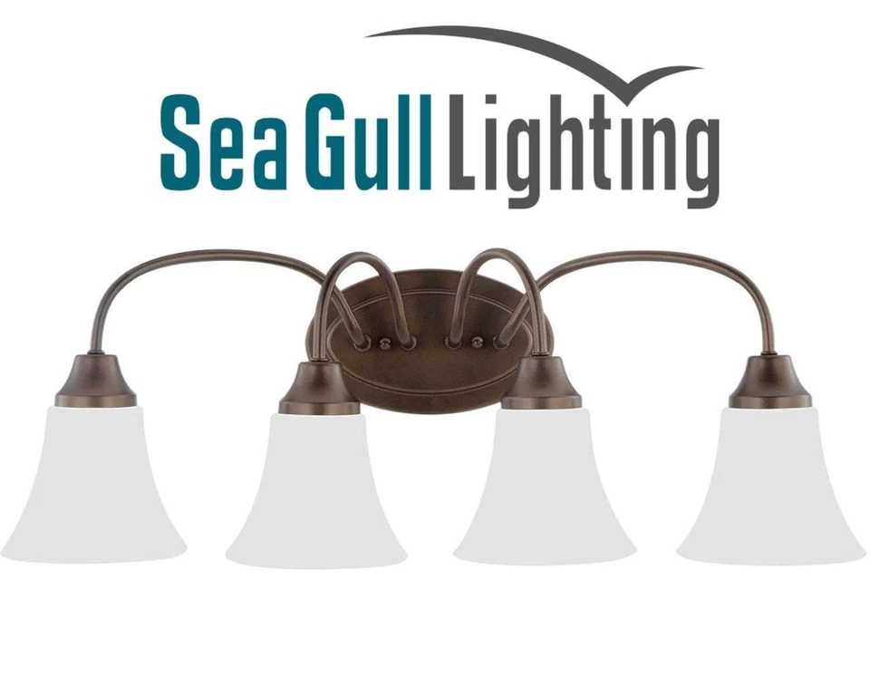 Tocador de baño Sea Gull Holman 25" 4 luces, campana metal bronce, 44808-827 Foto 1 de 1