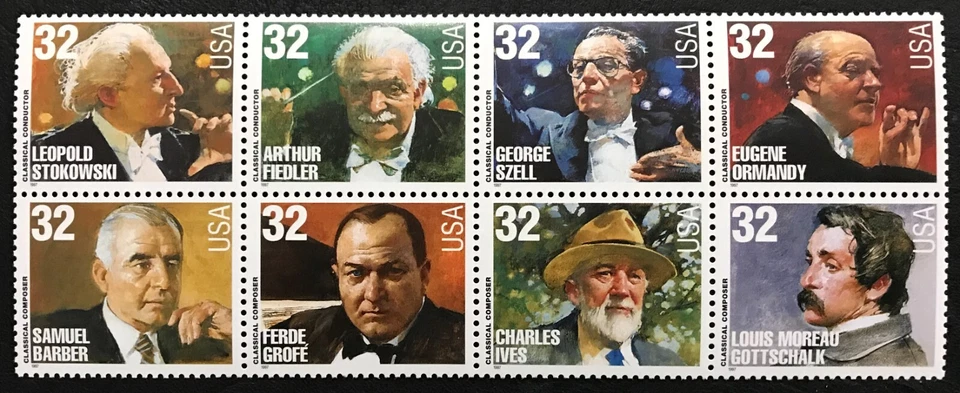 1997 Scott #3158-65 - 32¢ CLASSICAL CONDUCTORS - Block of 8 - Mint NH - Image 1 of 1
