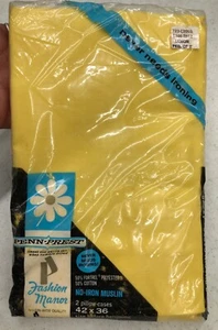 NOS VTG 60s PENN-PREST Fashion Manor Standard Muslin Pillowcase Set/Pr*Lemon Yel - Picture 1 of 6