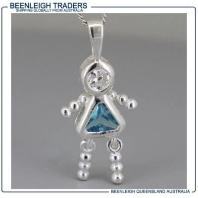 Sterling Silver GEM BEAD BABY Girl CHARM Aqua Blue March Stone Brand New - Image 1 of 4