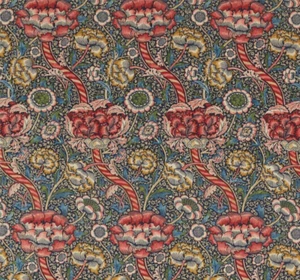 WILLIAM MORRIS CURTAIN FABRIC "Wandle" 2.2 METRES 100% LINEN INDIGO AND CARMINE - Picture 1 of 13