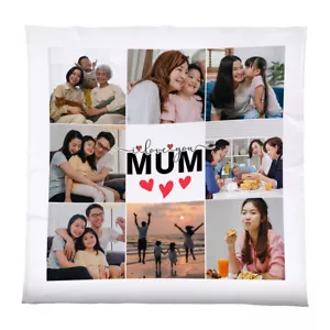 I Love You Mum - Personalised 8 Photo Fleece Blanket 150cm X 150cm - Picture 1 of 8