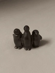 Vintage Pewter Trio Of Penquins. 1"/1,25" Used - Picture 1 of 3