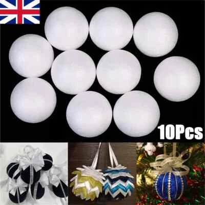 10Pcs Polystyrene Foam Ball Round Sphere DIY Xmas Wedding Party Decoration Craft - Image 1 of 4