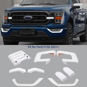 Juego de fundas de espejos y molduras de manija de puerta blancas para accesorios Ford F150 2021-2024 - Imagen 1 de 16