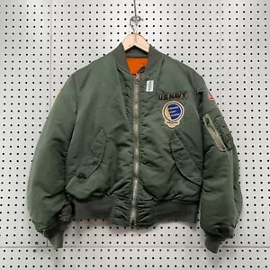 VTG USAF Alpha Industries MA-1 Bomber Jacket Mens Small US Navy Patch 21.5x23.5 - Picture 1 of 15