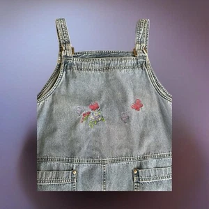 Vintage Sag Harbor Sport Long Embroidered Distressed Blue Jean Jumper Dress 1X - Picture 1 of 5