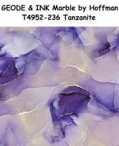 GEODE and Ink Cotton Quilt Fabric by Hoffman BTY T4952-236 TANZANITE Purple - Picture 1 of 8
