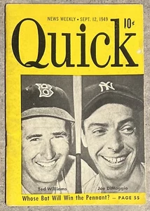 September 1949 Quick magazine, Joe Dimaggio, Ted Williams cover - Picture 1 of 2