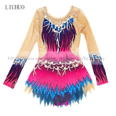 Women Girl Costume Rhythmic Gymnastics Leotards Competition Aerobics Multicolor - Image 1 of 4