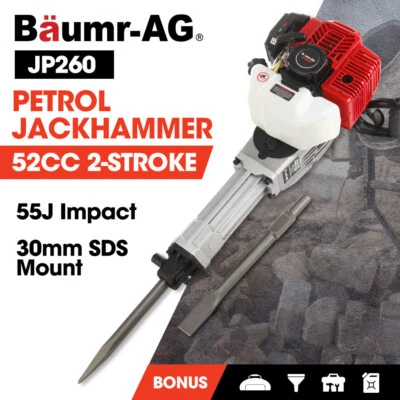 BAUMR-AG 52cc 2 Stroke Petrol Demolition Jackhammer Concrete Tile Breaker - image 1 of 4