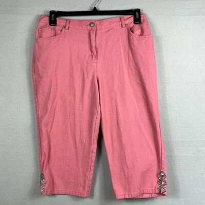 Ruby Rd Capri Pants Womens Size 12 Partial Elastic Waist Cotton Spandex Pink - Image 1 of 4