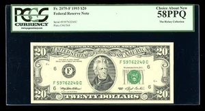 DBR 1993 $20 FRN Atlanta Fr. 2079-F PCGS 58 PPQ Serial F59762240C - Picture 1 of 2