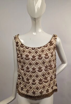 GLAM VINTAGE 1960’S HEAVILY BEADED TOP W BEADED FRINGE BOTTOM - Image 1 of 4