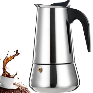 2-Cup Stovetop Espresso Maker 100ml Stainless Steel Moka Pot for Home & Camping - Picture 1 of 9