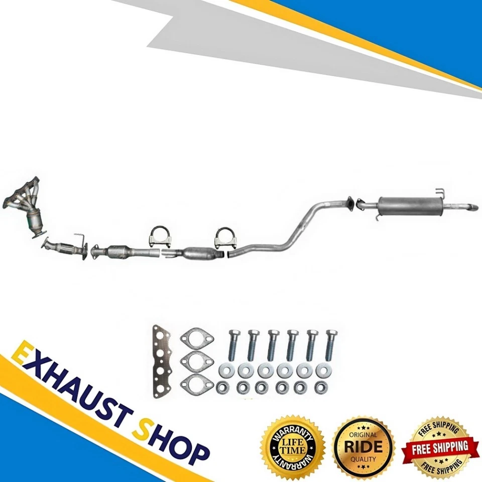 Full Exhaust System Fits 2012-2017 Hyundai Accent & 2012-2016 Kia Rio 1.6L Sedan - Image 1 of 4