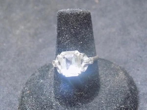 ANILLO PLATA ESTERLINA FIRMADO UNCAS TALLA 7,75 PIEDRA BLANCA VINTAGE (502) - Imagen 1 de 5