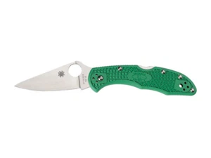 Spyderco DELICA 4 FLAT FRN GREEN PLAIN C11FPGR - Picture 1 of 2