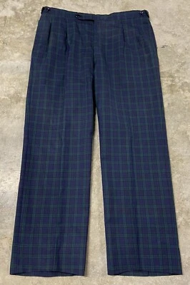 Pantalón plisado de lana vintage Burberrys negro reloj a cuadros para hombre 37x29 (leer) Foto 1 de 4