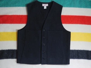 Filson Seattle 100% Virgin Wool Mackinaw Black USA Field Button Vest Mens M 42 - Picture 1 of 6