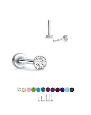 Threadless Labret Push Pin Nose Ring Steel Monroe Stud 1.5mm CZ 18G 20G - Image 1 of 2